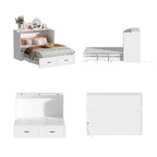 Armoire-lit moderne en bois blanc, commode et armoire 2-en-1