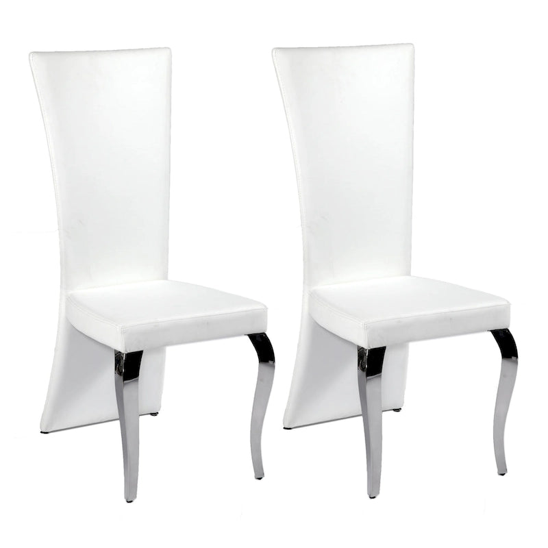 Chaise de salle à manger haute Tabitha, rectangulaire, blanche (lot de 2)