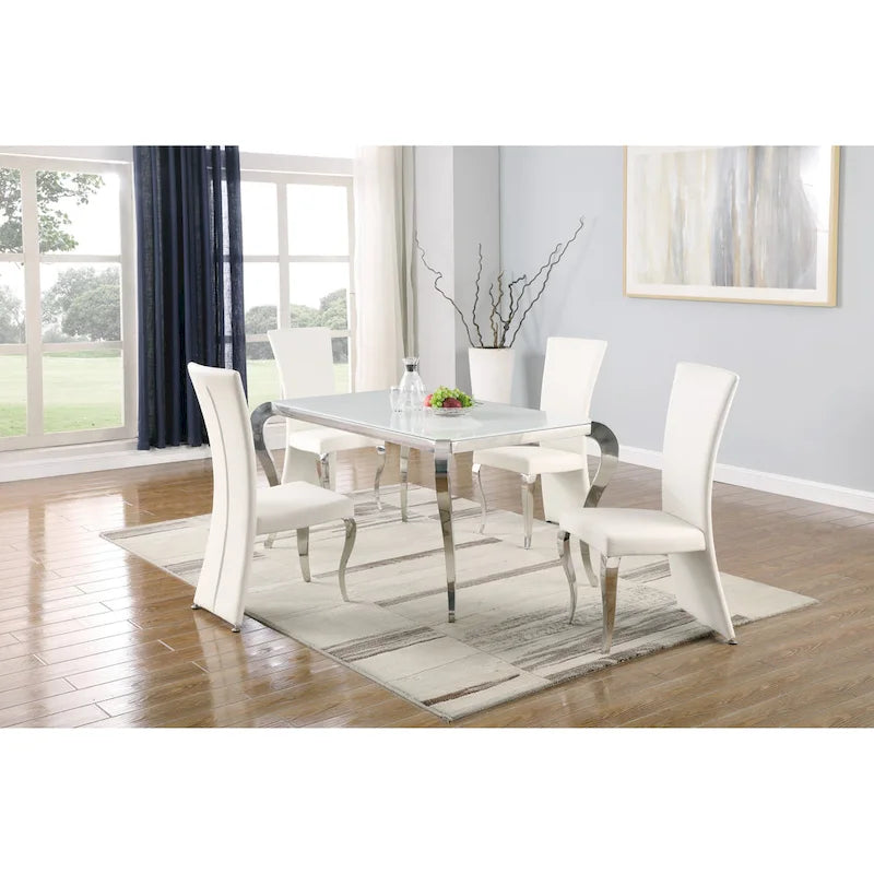 Chaise de salle à manger haute Tabitha, rectangulaire, blanche (lot de 2)