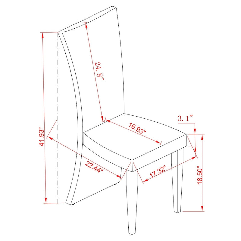 Chaise de salle à manger haute Tabitha, rectangulaire, blanche (lot de 2)