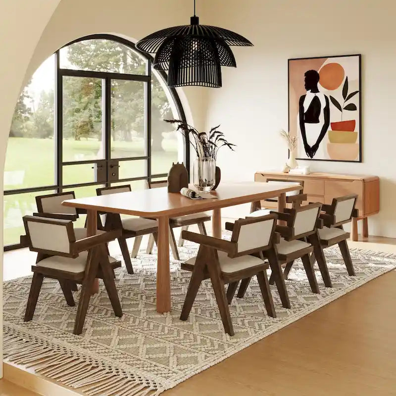 Table à manger rectangulaire moderne 87 en acacia naturel – Beige