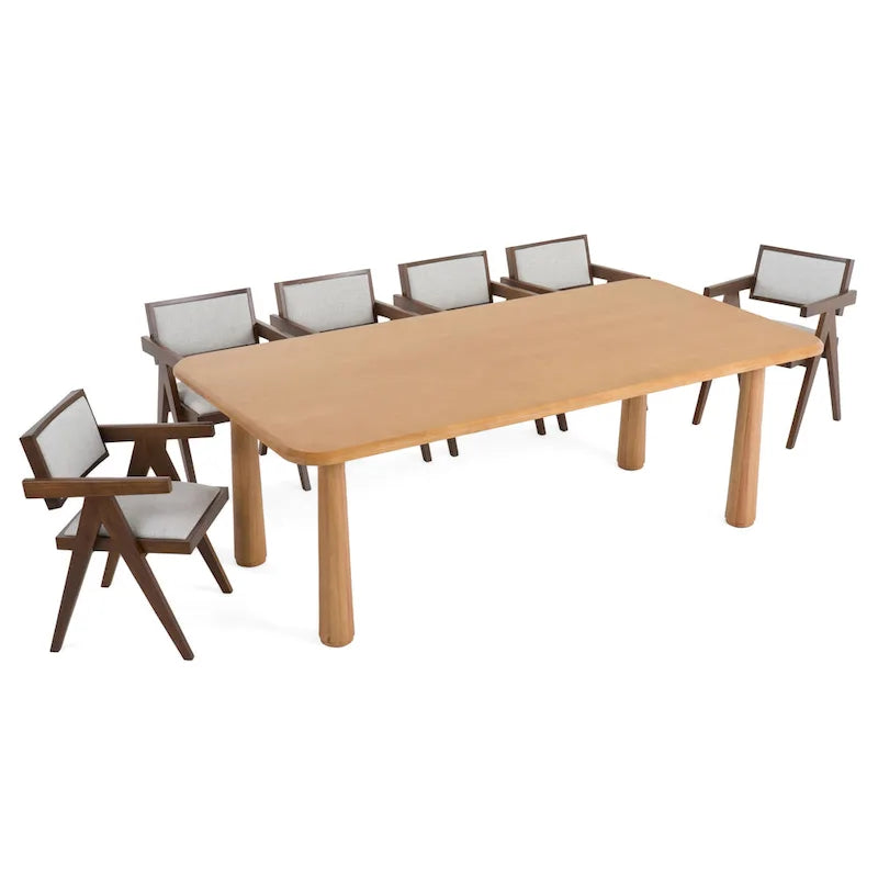 Table à manger rectangulaire moderne 87 en acacia naturel – Beige