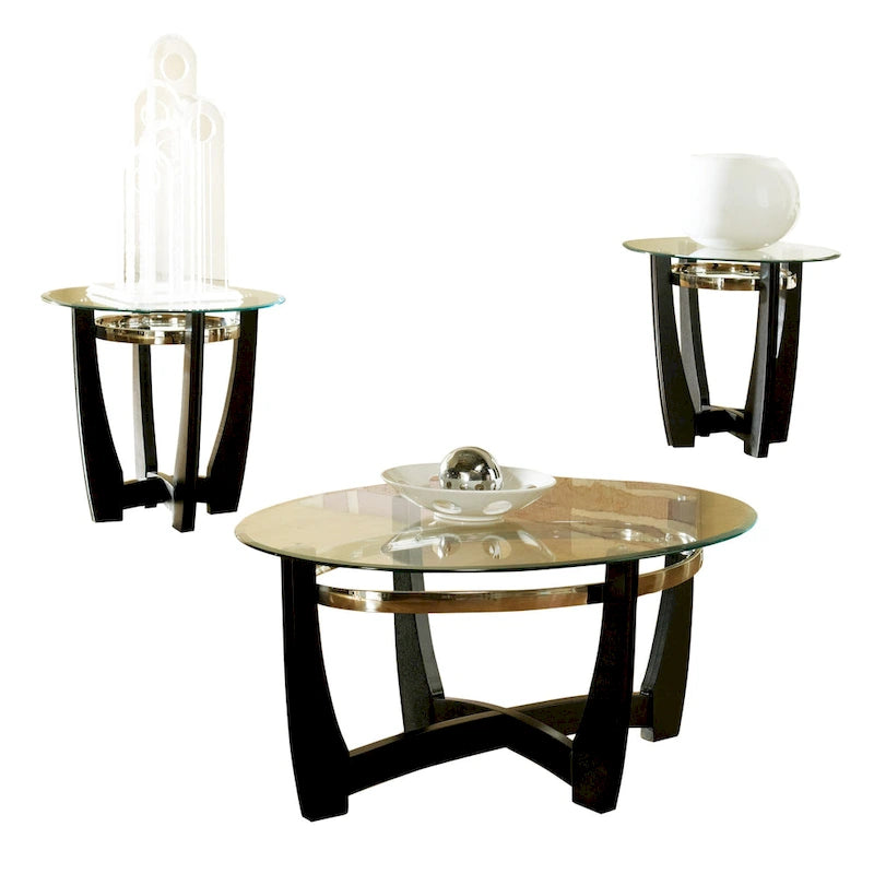 Tables d'appoint Mandalay à plateau en verre (lot de 3)