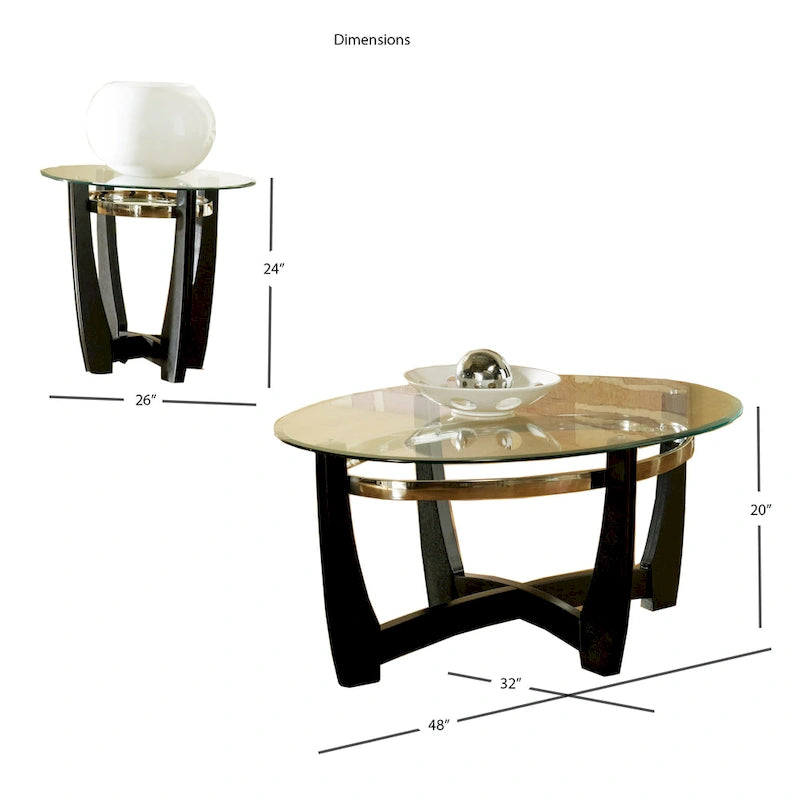 Tables d'appoint Mandalay à plateau en verre (lot de 3)