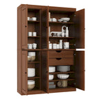 Vaisselier en bois massif 100% avec portes vitrées ou en bois massif et 2 tiroirs - 48,5 x 71,5