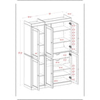 Vaisselier en bois massif 100% avec portes vitrées ou en bois massif et 2 tiroirs - 48,5 x 71,5