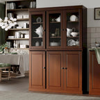 Vaisselier en bois massif 100% avec portes vitrées ou en bois massif et 2 tiroirs - 48,5 x 71,5