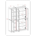 Vaisselier en bois massif 100% avec portes vitrées ou en bois massif et 2 tiroirs - 48,5 x 71,5