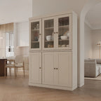 Vaisselier en bois massif 100% avec portes vitrées ou en bois massif et 2 tiroirs - 48,5 x 71,5