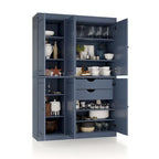 Vaisselier en bois massif 100% avec portes vitrées ou en bois massif et 2 tiroirs - 48,5 x 71,5