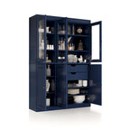 Vaisselier en bois massif 100% avec portes vitrées ou en bois massif et 2 tiroirs - 48,5 x 71,5