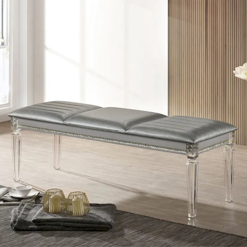 Banc de chambre rembourré en similicuir transparent Xian Glam