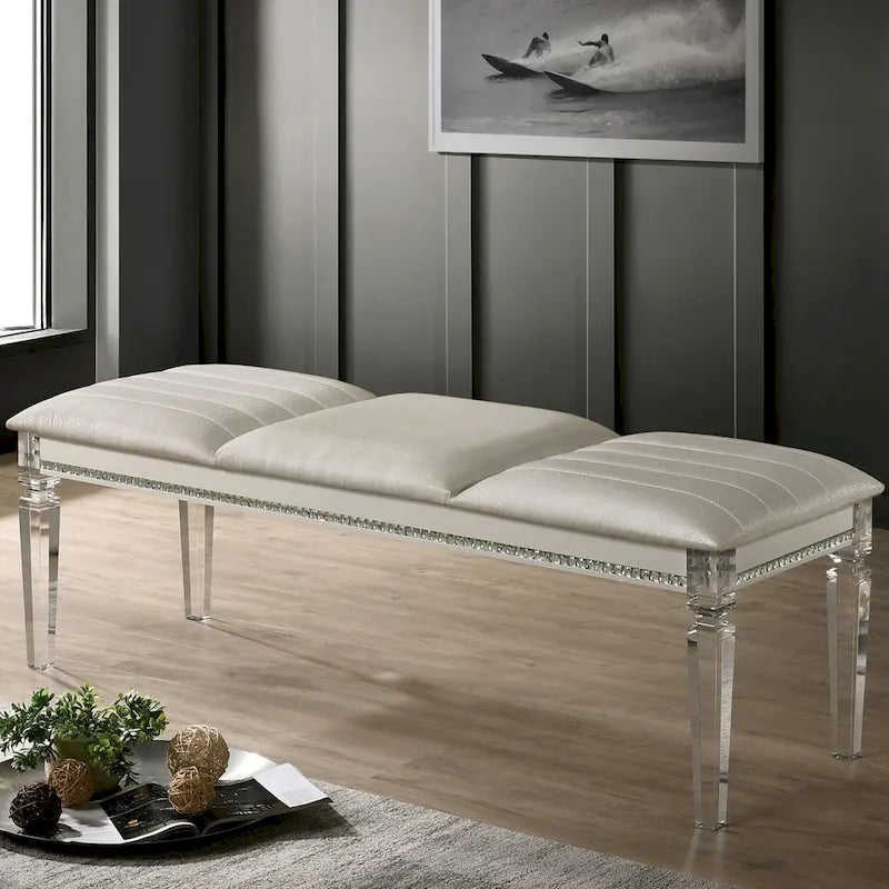 Banc de chambre rembourré en similicuir transparent Xian Glam
