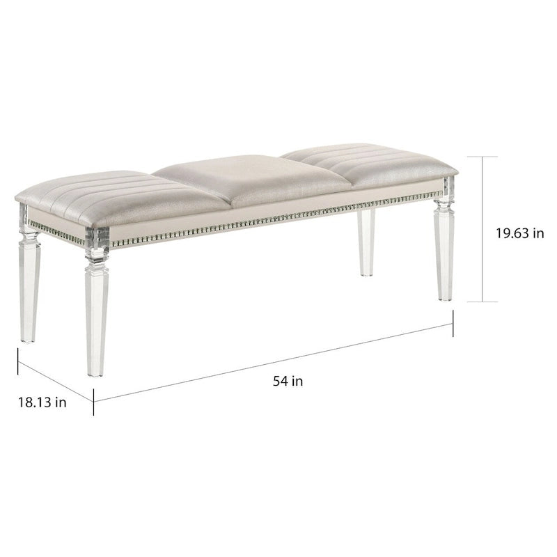 Banc de chambre rembourré en similicuir transparent Xian Glam
