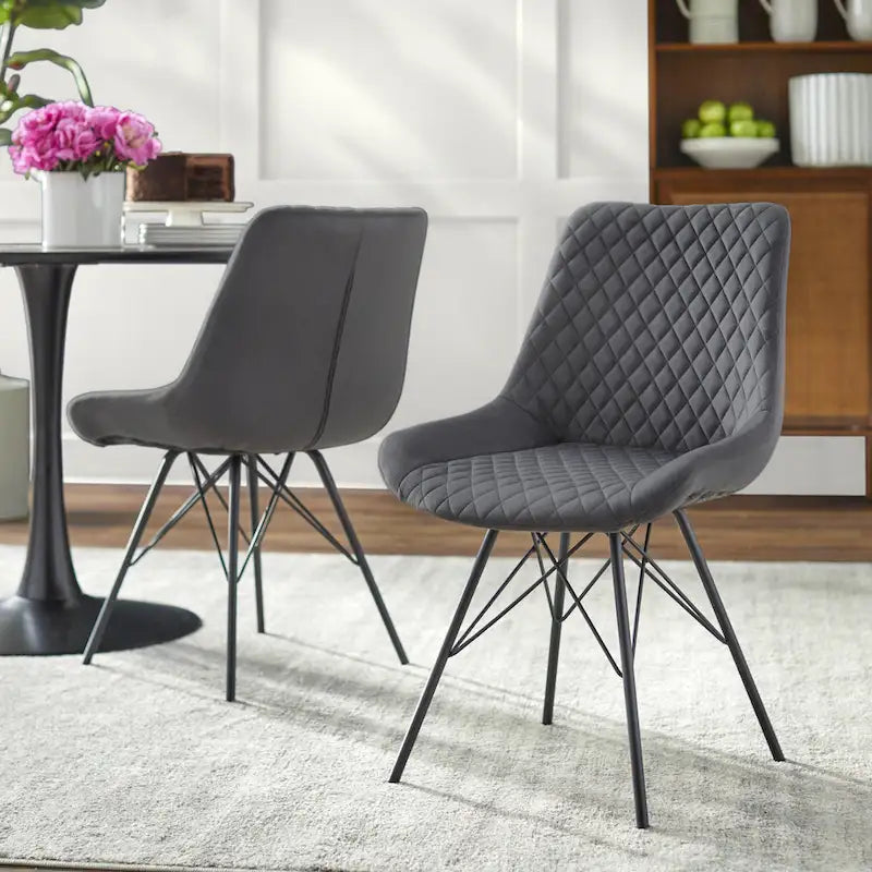 Ensemble de salle à manger rond 5 pièces en velours Kavitt de style moderne du milieu du siècle