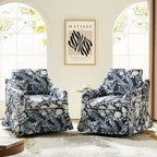 Fauteuil pivotant Alois avec housse florale et coussins amovibles, lot de 2