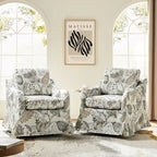 Fauteuil pivotant Alois avec housse florale et coussins amovibles, lot de 2