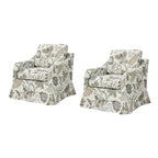 Fauteuil pivotant Alois avec housse florale et coussins amovibles, lot de 2