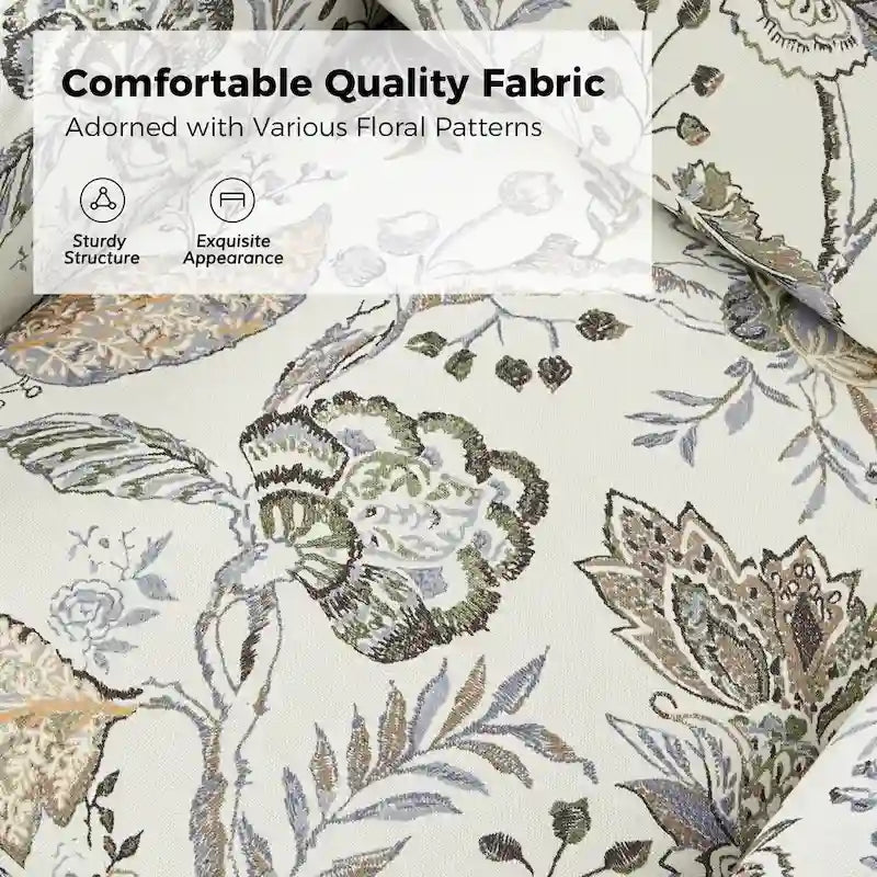 Fauteuil pivotant Alois avec housse florale et coussins amovibles, lot de 2
