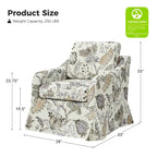 Fauteuil pivotant Alois avec housse florale et coussins amovibles, lot de 2
