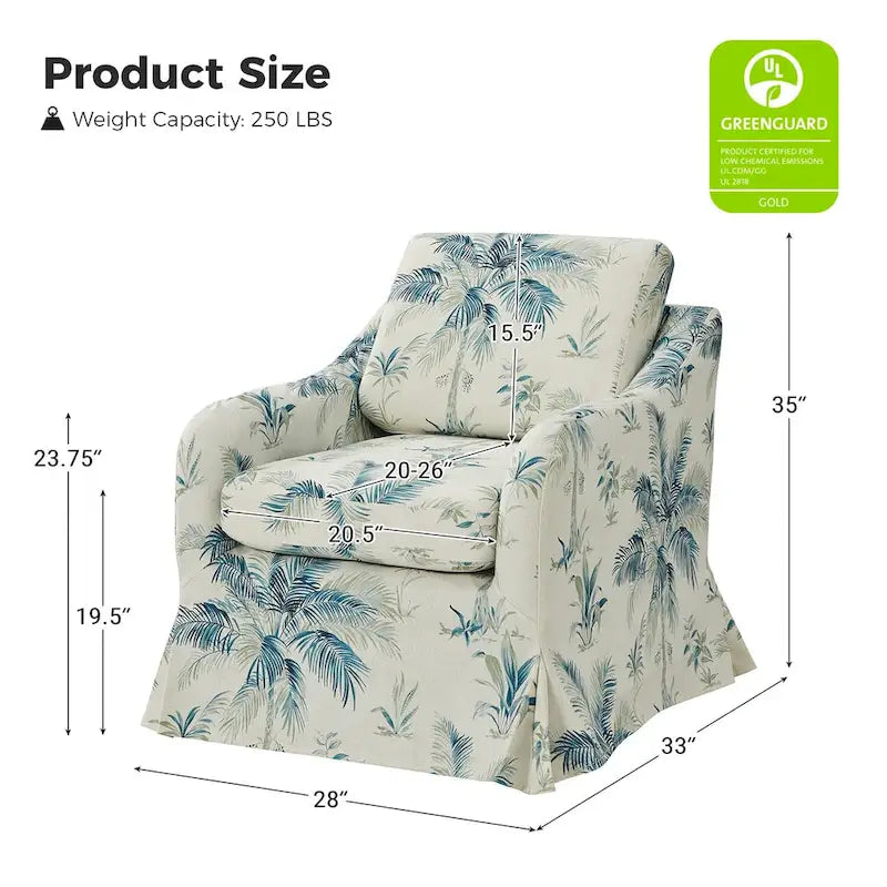 Fauteuil pivotant Alois avec housse florale et coussins amovibles, lot de 2