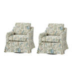 Fauteuil pivotant Alois avec housse florale et coussins amovibles, lot de 2
