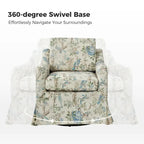 Fauteuil pivotant Alois avec housse florale et coussins amovibles, lot de 2