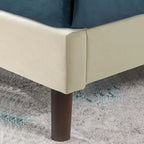 Cadre de lit plateforme capitonné beige à motif diamant