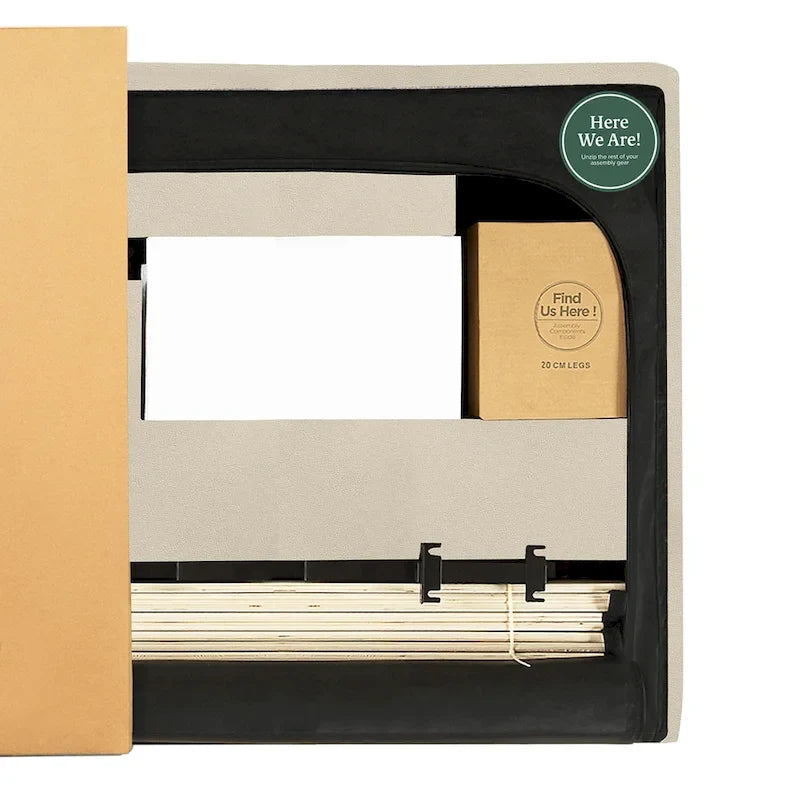 Cadre de lit plateforme capitonné beige à motif diamant