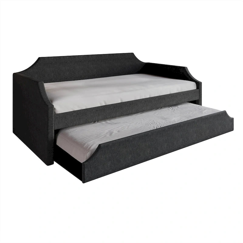 Lit de repos double en lin Elegance avec lit gigogne