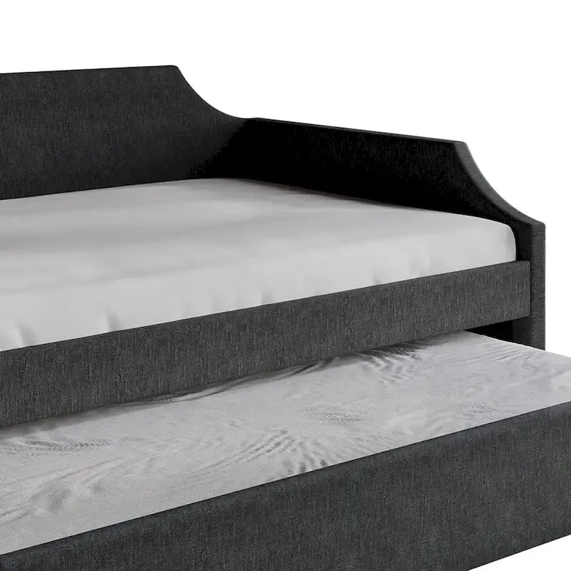 Lit de repos double en lin Elegance avec lit gigogne