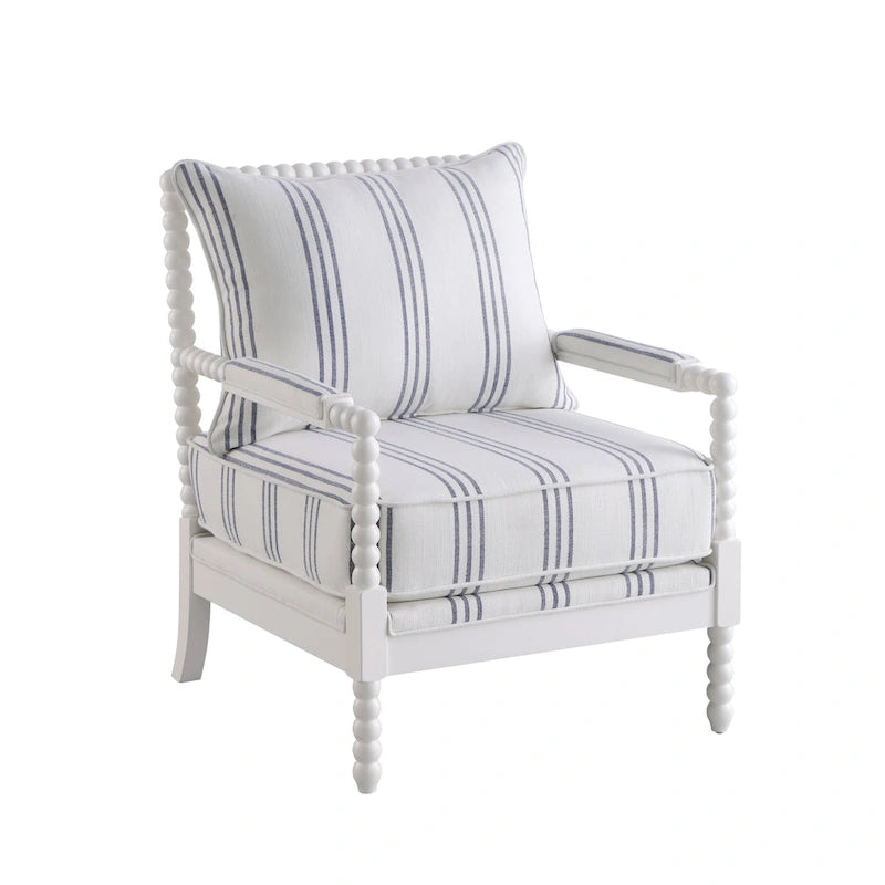 Fauteuil d'appoint rayé blanc et bleu marine