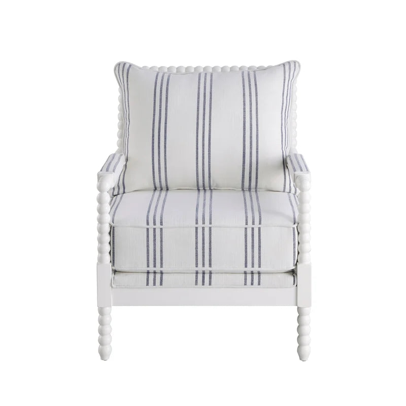 Fauteuil d'appoint rayé blanc et bleu marine