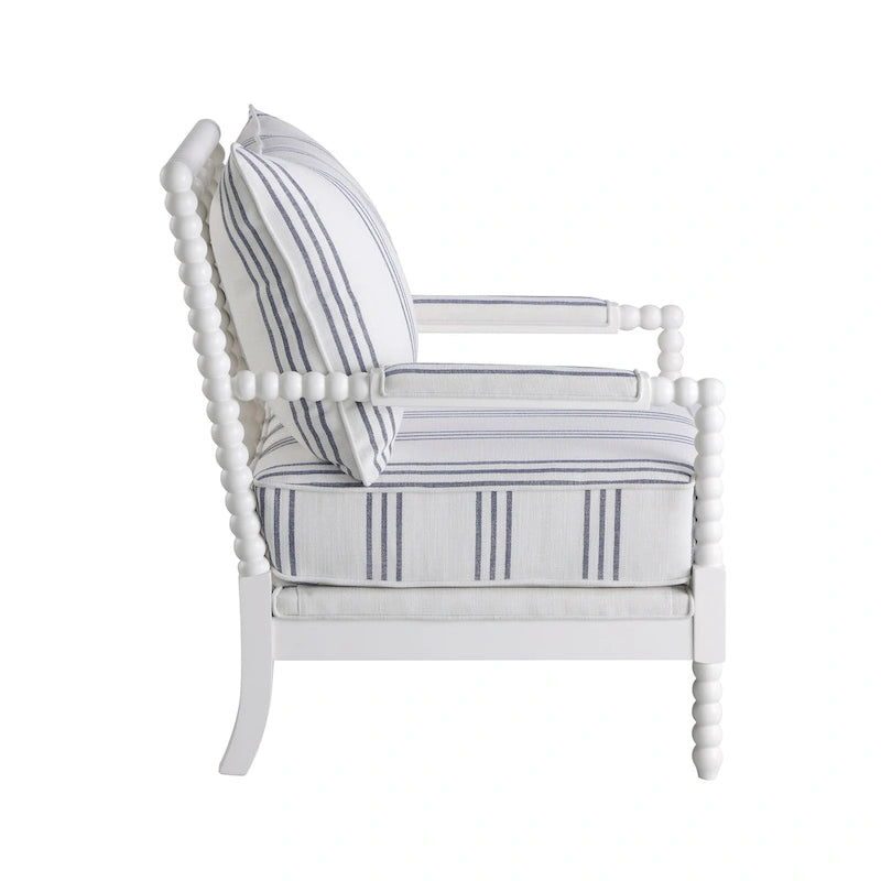 Fauteuil d'appoint rayé blanc et bleu marine