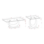 Ensemble de 2 tables basses et tables d'appoint contemporaines en argent de 48 pouces à plateau en verre en forme de U