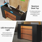 Comptoir de réception de 63 pouces avec lumières LED pour bureau de magasin