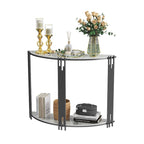 Console semi-circulaire de 101,6 cm avec plateau en pierre frittée pour entrée – 100,08 x 77,98 cm