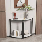 Console semi-circulaire de 101,6 cm avec plateau en pierre frittée pour entrée – 100,08 x 77,98 cm