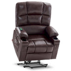 Fauteuil inclinable électrique double moteur avec massage et chaleur pour personnes âgées, en similicuir 7679