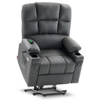 Fauteuil inclinable électrique double moteur avec massage et chaleur pour personnes âgées, en similicuir 7679