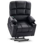 Fauteuil inclinable électrique double moteur avec massage et chaleur pour personnes âgées, en similicuir 7679