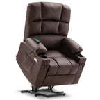 Fauteuil inclinable électrique double moteur avec massage et chaleur pour personnes âgées, en similicuir 7679