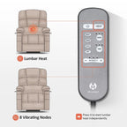 Fauteuil inclinable électrique double moteur avec massage et chaleur pour personnes âgées, en similicuir 7679