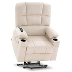 Fauteuil inclinable électrique double moteur avec massage et chaleur pour personnes âgées, en similicuir 7679