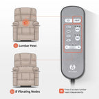 Fauteuil inclinable électrique double moteur avec massage et chaleur pour personnes âgées, en similicuir 7679