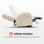 Fauteuil inclinable électrique double moteur avec massage et chaleur pour personnes âgées, en similicuir 7679