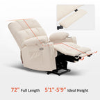 Fauteuil inclinable électrique double moteur avec massage et chaleur pour personnes âgées, en similicuir 7679
