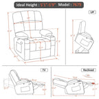 Fauteuil inclinable électrique double moteur avec massage et chaleur pour personnes âgées, en similicuir 7679