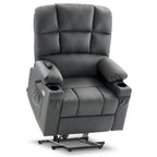 Fauteuil inclinable électrique double moteur avec massage et chaleur pour personnes âgées, en similicuir 7679