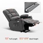 Fauteuil inclinable électrique double moteur avec massage et chaleur pour personnes âgées, en similicuir 7679